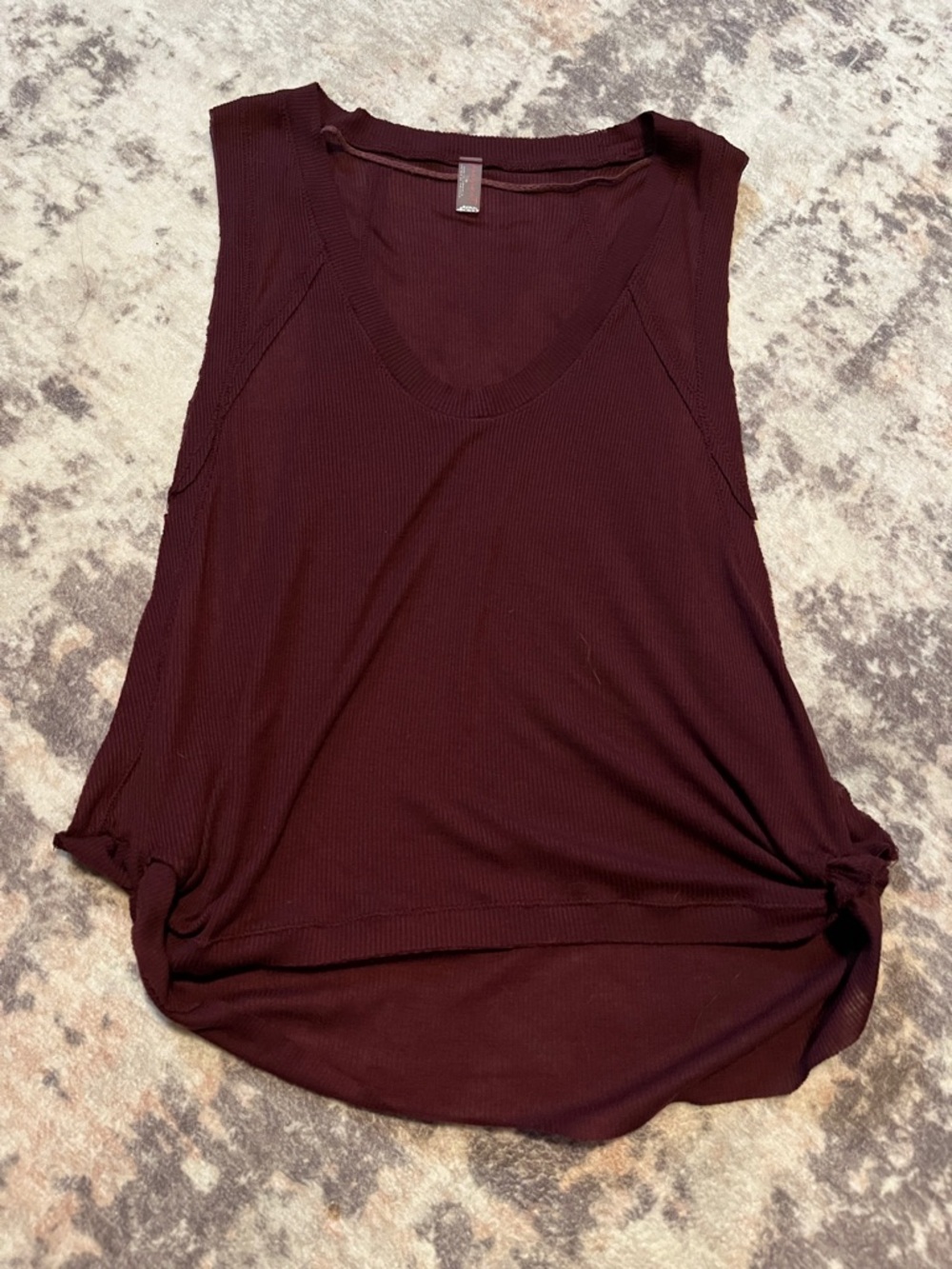 FP Movement by Free People Ribbed V-Neck Tank Top - Wine